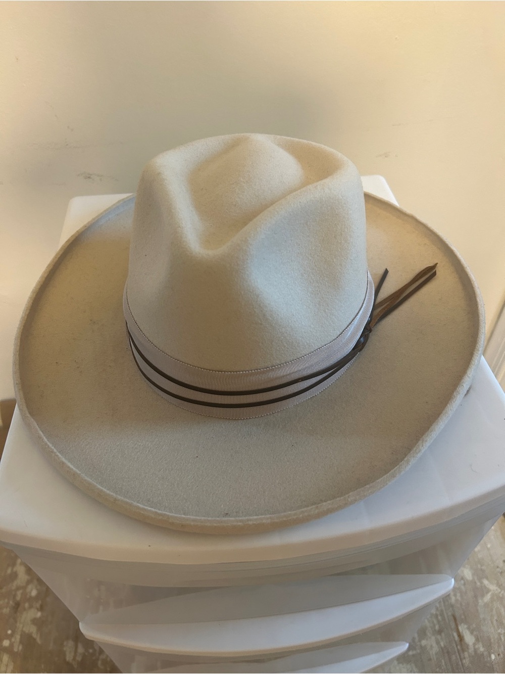 Cream Wool Fedora Hat/Western Hat